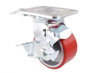 WAGNER Ruedas Profesionales - DIRECTION LOCK 3en1 - rueda giratoria & rueda fija, hierro fundido- plata/rojo, banda de rodadura suave, frenos, Ø 100 mm, capacidad de carga 230 kg - 04011401