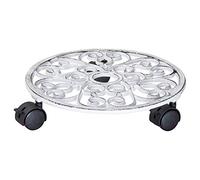 Wagner Soporte con Ruedas para Plantas Antik Ø 29 x 6,5 cm I Soporte para machetas con Ruedas de Exterior + Interior I Bade Hierro Fundido, Blanco con 2 Frenos I Carga máxima 50 kg - 20092301