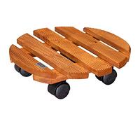 Wagner Soporte con Ruedas para Plantas Country Ø 30 x 8 cm I Carrito para Interior I Tablero Antideslizante I Madera Maciza FSC®, castaño I Capacidad de Carga 100 kg I 20018201