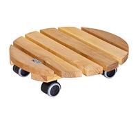 Wagner Soporte con Ruedas para Plantas Nature Ø 34 x 8 cm I para Interior I Carro para Flores en Madera de saúco FSC®, aceitado Natural I Capacidad de Carga 100 kg I 20026201