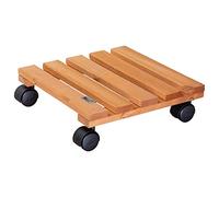Wagner Soporte con Ruedas para Plantas Nature 29 x 29 x 8 cm I para Interior I Carrito para Flores de Madera Maciza FSC®, Terracota I Capacidad de Carga 100 kg I 20015201