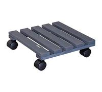 Wagner Soporte con Ruedas para Plantas Nature 29 x 29 x 8 cm I para Interior I Madera Maciza FSC®, Antracita I Soporte de macetas con Ruedas I Capacidad de Carga 100 kg I 20015901