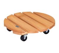 Wagner Soporte con Ruedas para Plantas Toscana Ø 38 x 10,5 cm I para Exterior + Interior I De Madera Maciza FSC®, Acanalado, Terracota I Capacidad de Carga 150 kg I 20016301