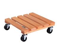 Wagner Soporte con Ruedas para Plantas Toscana 29 x 29 x 8,5 cm I para Uso Exterior + Interior I De Madera Maciza FSC®, Acanalado, Terracota I Capacidad de Carga 150 kg I 20015301