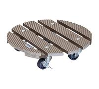 Wagner Soporte con Ruedas para Plantas WPC Ø 29 x 7,5 cm I Carrito para Flores para Uso Exterior + Interior I Wood Plastic Composite FSC®, Topo I 2 Frenos I Carga máxima 100kg - 20053601