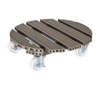 Wagner Soporte con Ruedas para Plantas WPC Ø 38,5 x 11 cm I Carrito para Flores para Uso Exterior + Interior I Wood Plastic Composite FSC®, Topo I Capacidad de Carga 120 kg - 20055601