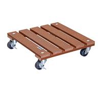 WAGNER Soporte con ruedas para plantas WPC 29 x 29 x 7,5 cm I Carrito para flores para uso exterior + interior I Wood Plastic Composite FSC®, terracota I 2 frenos I Capacidad de carga 80 kg - 20053001