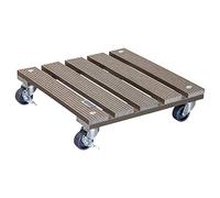 Wagner Soporte con Ruedas para Plantas WPC 29 x 29 x 7,5 cm I Carrito para Flores para Uso Exterior + Interior I Wood Plastic Composite FSC®, Topo I 2 Frenos I Carga máxima 80 kg - 20053101