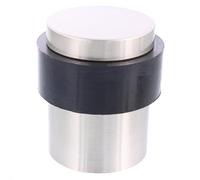 WAGNER Tope para puerta de suelo Big Ben, diámetro de 35 x 40 mm, aluminio fundido satinado, tope suave de caucho termoplástico, negro, para atornillar, incluye material de montaje - 15517511