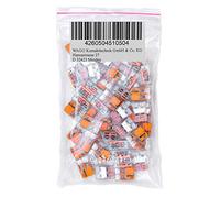 WAGO 221-412 Terminales de conexión de 2 hilos con palanca, 0,2-4 mm², forma pequeña, transparentes, 50 unidades