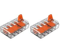 Wago 221-615 - Terminales de Conexión Compactos con Palanca de Accionamiento, 5 Conductores, Abrazadera de Palanca, Abrazadera de Lata, 0,5-6 mm² (Paquete de 2)