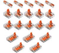 Wago 221 - Juego de 20 terminales de conexión, 5 conectores 221-2411, 5 x 221-412, 5 x 221-413, 5 x 221-415, conector de palanca para conductores flexibles y rígidos, solución de conexión definitiva