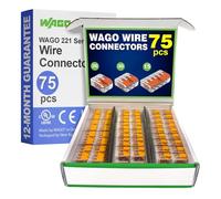 WAGO 221 Series - Paquete surtido de conectores de cable de empalme compacto de 75 piezas | Surtido de la serie 221 con estuche | Incluye (30 x 221-412), (30 x 221-413), (15 x 221-415)