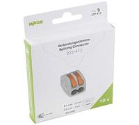 WAGO 222-412 222 Terminal de conexión flexible: 0,08 - 4 mm² rígido: 0,08 - 2,5 mm². Número de polos (número): 2 10 unidades.