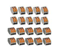 Wago 222 - Terminales de conexión de 2 pines y 3 pines, 0,08 a 4 mm², con palanca, plástico gris-naranja, 20 piezas