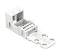 WAGO Adaptador de fijación 221-502 | para 2 terminales de conductor, 4 mm², 10 unidades, fijación de tornillo para terminales de conexión, adecuado para montaje de pie y tumbado, color blanco
