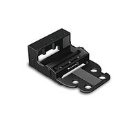 WAGO Adaptador de fijación 221-505/000-004 | para 5 terminales de conductor, 4 mm², 10 unidades, fijación de tornillo para terminales de conexión, adecuado para montaje de pie y tumbado, negro