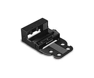 WAGO Adaptador de fijación 221-505/000-004 | para 5 terminales de conductor, 4 mm², 10 unidades, fijación de tornillo para terminales de conexión, adecuado para montaje de pie y tumbado, negro