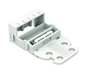 WAGO adaptador de montaje 221-505 | 5-abrazadera de cable de 4 mm2, 10-pieza, tornillo de montaje para la conexión de terminales, adecuado para vertical y horizontal de montaje, blanco