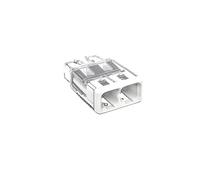 WAGO Conector de empalme compacto, para conductores sólidos y trenzados, máx. 4 mm², 2 conductores, cubierta blanca, temperatura del aire circundante, max 85°C (T85), 4,00 mm², transparente, 2773-402