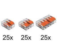 Wago de 25 piezas cada: 221-412, 221-413, 221-415