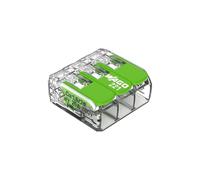 WAGO Green Range Borna de Conexión de 3 Conductores con Palancas, hasta 4 mm², para Todo Tipo de Conductores, 221-423, 50 Unidades