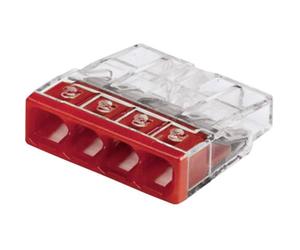 WAGO Pinza para latas rígida: 0,5-2,5mm². Número de polos (num): 4 20 St. Transparente, Rojo