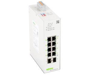WAGO Switch Industrial 852-1813 | con 8 Puertos ETHERNET 10/100/1000 Mbit/s autónomos y diagnósticos LED Delanteros | 2 x Ranuras SFP para Fibra óptica | admite alimentación a través de Ethernet