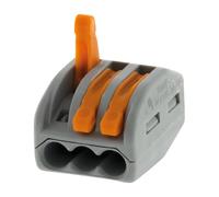 Wago, Terminal de palanca de 3 vías Serie 222, Paquete de 10, Para cables rígidos, semirrígidos y flexibles de 0,08-4 mm², Voltaje 400 V, Corriente 32 A, Longitud de pelado 9-10 mm