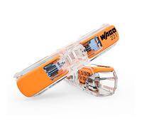 WAGO 2 conductores conectores de paso con palanca 221-2411 | sección transversal nominal: 4 mm², con palanca, 60 unidades, adecuado para todo tipo de conductores, de conductores de un solo cable, fino