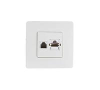 Wagtail BeMatik - Base con Toma de teléfono RJ11 y Toma Red RJ45 empotrable con Marco 85x85mm Color Blanco