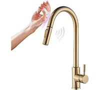 WAGXIyU Pull out Kitchen Sink Sensor Faucet Smart Touch Hot Cold Mixer Crane Tap Brushed Gold Pull out Spray Kitchen Mixer