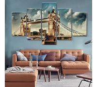 WAGYU 5 piezas de arte de pared Puente de la torre de Londres impresión de lienzo de pared arte pintura,impresión en lienzo 5 piezas,cuadro sobre lienzo 5 piezas,cuadro en lienzo impresión 150x80cm