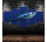 WAGYU 5 piezas impresiones en lienzo atún rojo grande atlántico 5 Piezas Cuadro sobre Lienzo,cuadro en lienzo 5 piezas,Pintura Decoración 5 Piezas,HD Mural Moderno Decor Hogareña,200x100cm