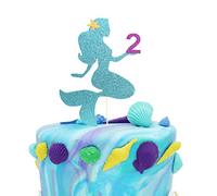 WAHAWU Decoración para tarta de cumpleaños - Decoración personalizada para tartas para fiestas, decoración de tartas con purpurina, accesorios para cabina de fotos, 2 letreros para tarta (Tiffany)