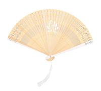 WAHEWUD Abanico de mano plegable, abanico con borlas huecas, apertura suave, cierre ligero, herramienta de enfriamiento plegable para accesorios de baile, regalos de boda, regalos (hueso de abanico