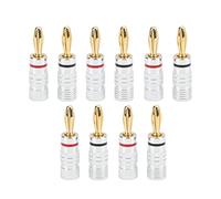WAHEWUD J.10053 Conector Tipo Banana de 4 mm para Cable de Altavoz, latón Chapado en Oro con Carcasa de Aluminio, Bloqueo de Tornillo, se Adapta a 12 a 18 AWG, Paquete de 10 (5 Rojo, 5