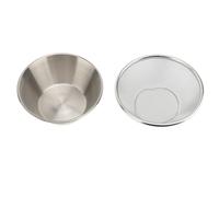 WAHEWUD Juego de colador y tazón de acero inoxidable 304, colador de alimentos de metal pequeño de 14 cm, cesta de drenaje perforada para bayas, arroz, frutas, verduras, lavado,