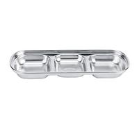 WAHEWUD panel de salsa de acero inoxidable Cuencos de inmersión de triple compartimento para salsa de soja Platos de aperitivo de sushi Bandeja rectangular para servir condimentos