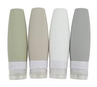WAHEWUD Paquete de 4 Botellas de Viaje de Silicona de 90 ml, recipientes Recargables exprimibles a Prueba de Fugas de Gran Apertura para champú, loción, jabón y condimentos