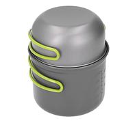 WAHEWUD Utensilios de Cocina para Acampar, Olla para Acampar, diseño de múltiples Capas, Mango Plegable, Cubierta de Mango de Goma, Juego de Cuatro Piezas Que Ahorra Espacio,