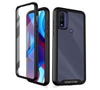 Wahhle Moto G Pure Case Protector de pantalla integrado de cuerpo completo a prueba de golpes Slim Fit Bumper Funda protectora para Motorola G Pure-Black/Clear