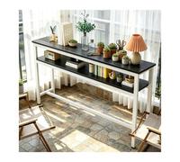 WAHHWF Mueble Detras Sofa 140 cm Largo, Mesa Consola Estrecha con Dos estantes detrás del sofá, con Barra Transversal de Refuerzo y Patas de Altura Regulable(Black/White,55.1x9.8 in (140x25 cm))