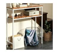 WAHHWF Mueble Detras Sofa Mesa con Dos Niveles de Almacenamiento para entradas estrechas, Que Puede Colocar pegada al Lateral del sofá, con travesaños Reforzados(White Frame,35.4x11.8 in (90x30 cm))