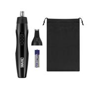 WAHL 2 in 1 Detail Trimmer, cortapelos para orejas, nariz y vello facial, funciona con pilas, cabezales lavables, mango ergonómico, estuche de viaje incluido, cabezales lavables de larga duración.