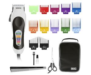 WAHL Color Pro cortadora de pelo eléctrica de precisión, con cable y palanca de ajuste, 10 peines guía de colores y fáciles de usar, óptima para toda la familia, kit con tijeras y peine