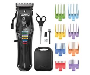 WAHL Colour Pro - Cortapelos recargable para mascotas, con peines codificados, aseo completo para perros, bajo ruido, cortapelos con cable/inalámbrico, color negro