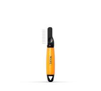 WAHL Dematter - Cepillo de aseo, peine para perros y gatos, cepillos desenredantes para animales de pelo largo y corto, dientes de acero inoxidable, mango de gel, color naranja