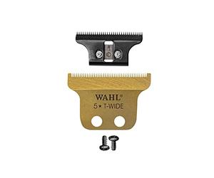 WAHL Gold Detailer T-wide Blade, 0.4mm, ajustable a 0, Afilado de precisión, Cuchillas de repuesto, recorte Detalles, Titanio, Recubrimiento DLC, Oro, 5-Star Detailer, Cordless Detailer Li