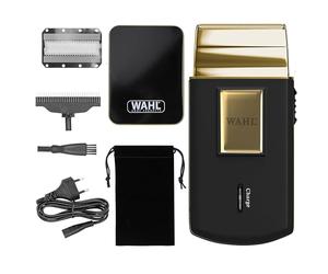 Wahl Gold Edition Travel Shaver Afeitadora de Láminas para Hombre | Cabezal único y flexible, ideal para viajar, recargable, para detalles, compacto y portátil, para el pelo y la barba